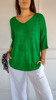 Top en maille unie avec encolure en V