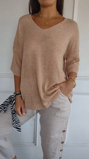 Top en maille unie avec encolure en V