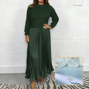 🔥Black Friday Promotion 41%OFF🔥Women's solid color Long Sleeve Jumper & Pleated Bottom Dress