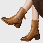 Bottines noires en cuir avec talon confortable