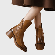 Bottines noires en cuir avec talon confortable