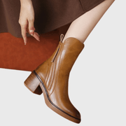 Bottines noires en cuir avec talon confortable