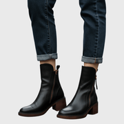 Bottines noires en cuir avec talon confortable