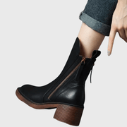 Bottines noires en cuir avec talon confortable