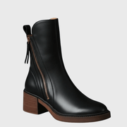 Bottines noires en cuir avec talon confortable