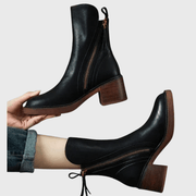 Bottines noires en cuir avec talon confortable