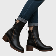 Bottines noires en cuir avec talon confortable