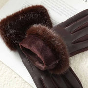 Gants élégants en cuir avec bordure en fourrure douce – Confort et style hivernal