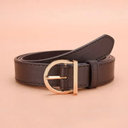 Ceinture en cuir pour femme – boucle dorée élégante, style casual et chic