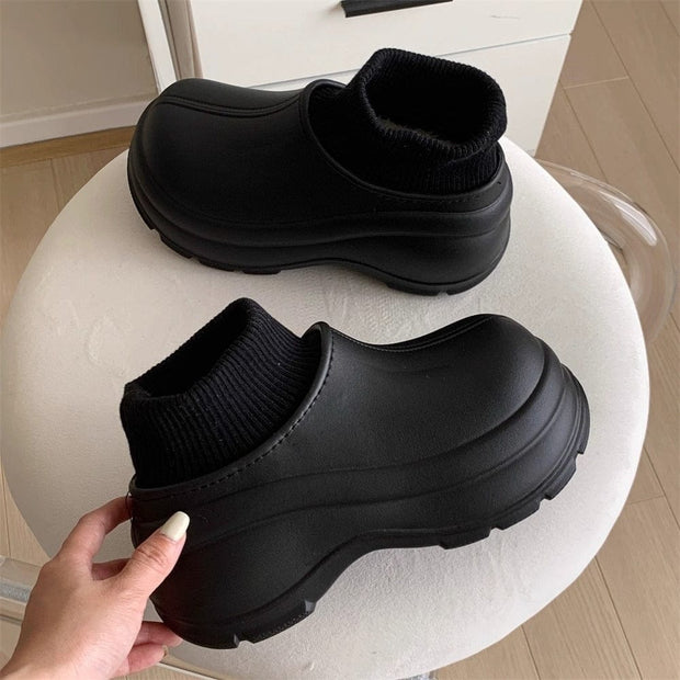 Chunky Knit-Cuff Winter Boots