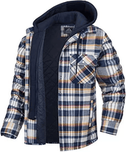 Icone™ PlaidJacket: Heren Stijlvol Met Capuchon Rits Omhoog Geruit Jas