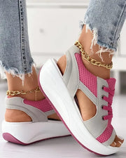 Sandales Glamour Dentelle avec Découpes Contrastantes pour Femme