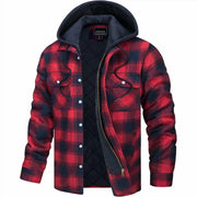 Icone™ PlaidJacket: Heren Stijlvol Met Capuchon Rits Omhoog Geruit Jas