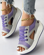 Sandales Glamour Dentelle avec Découpes Contrastantes pour Femme